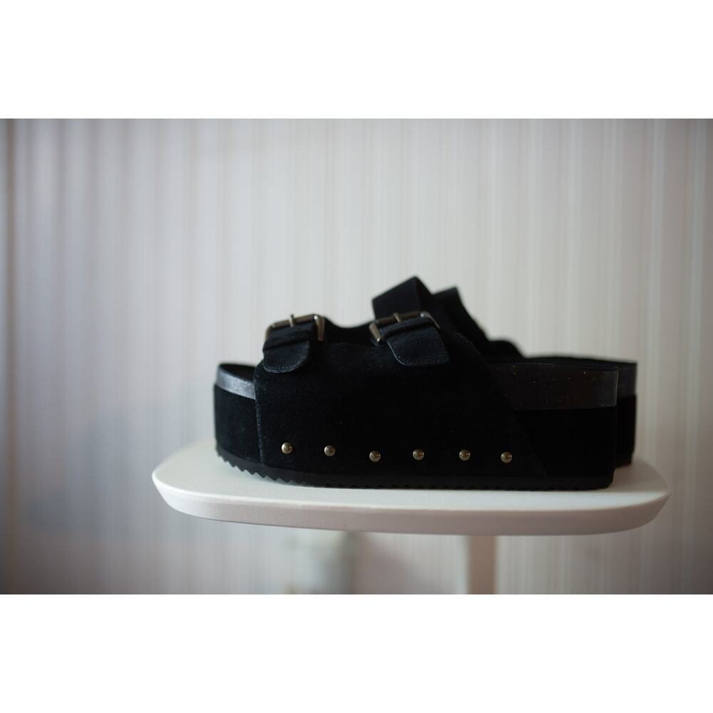 Free People Rule Breaker Platform Sandals Black Suede 41 - Picture 3 of 5